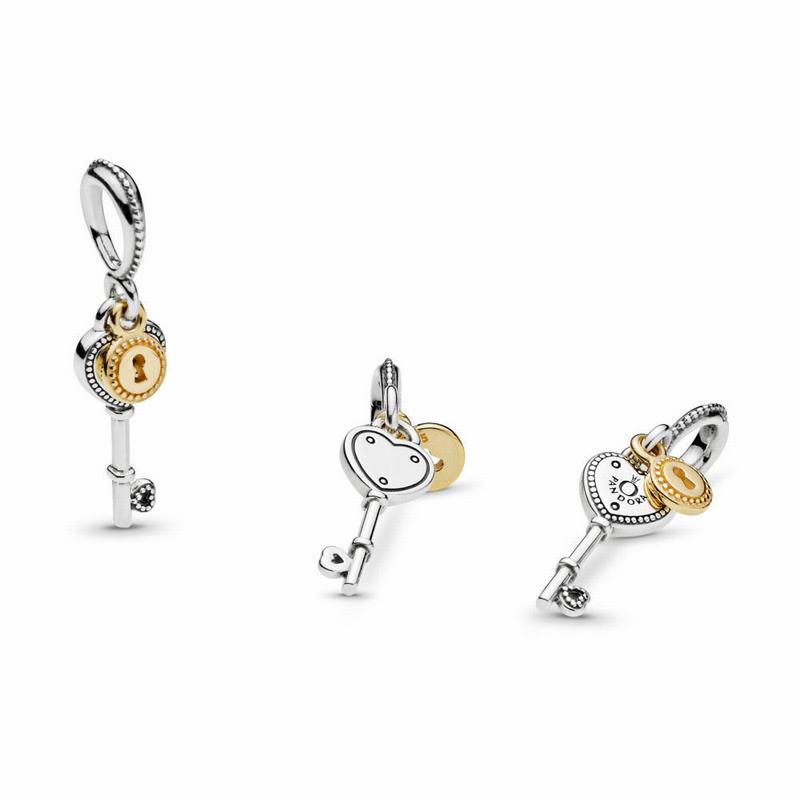 Pandora Key To My Heart Dangle Charm Ireland - Two Tone - 568310TWH